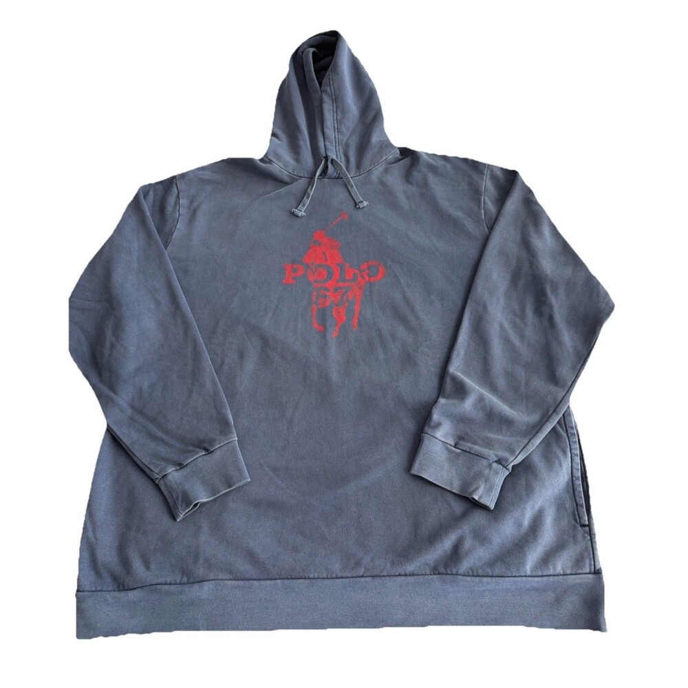 Polo Ralph Lauren Men's 3XLT Big Pony 67 Blue Fleece Pullover Hoodie